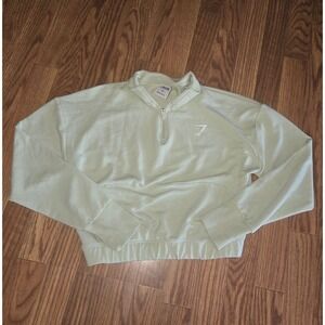 GYMSHARK Womens Crop Zip Neck Sweatshirt XS SAGE